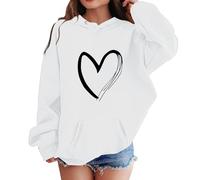 Tunique Noire à Manches Longues pour Filles, Sweat-Shirt Doux avec Graphique, Pulls Mignons Enfants, vêtements Filles Chemise De Nuit Fille Courte Satin(Blanc,4-5 Years)