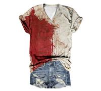 Tunique noire T-shirt avec sang, t-shirt d'éclaboussures de sang, Halloween, va bien, costume épaules dénudées, rouge, M