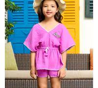 Tunique Plage Avec Short Assorti Love Rose Fuchsia 11/12A