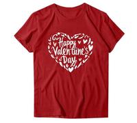 Tunique pour femme - Chemisier à manches courtes - Haut de Saint-Valentin - Haut d'été à col rond - T-shirt ample - T-shirt décontracté - Tunique de gym pour femme, P Rouge, S