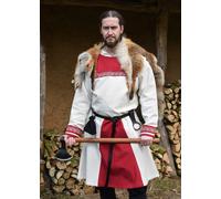 Tunique Viking Halvar Avec Broderie, Naturel/Rouge
