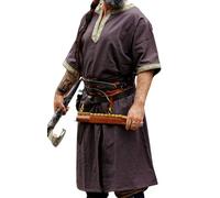 Tunique Viking Vêtements Médiévaux LARP Richard Vert, marron foncé, 4XL