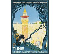 Tunis Tunisie Affiche Poster Reproduction/Format Size 50X70 cm Papier 300 GR-Vente du fichier numérique HD Possible Nous Consulter (Boutique : affichevintage.FR)