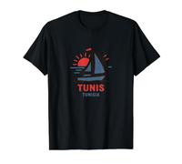 Tunis Tunisie Voilier Coucher de Soleil T-Shirt Graphique avec Valeur
