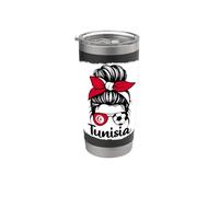 Tunisia Femme Drapeau de la Tunisie Supporters Tunisiens Gobelet isotherme en acier inoxydable double paroi