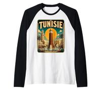 Tunisie Vintage Tunis Rétro Cadeau Tour de l'horloge Manche Raglan