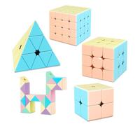 TUNJILOOL MOYU Set de 5 MOYU Cubes de Vitesse Magiques, Cube Pyramide + Cube 2 x 2/3 x 3/4 x 4/24 Segments Casse-tête Serpent