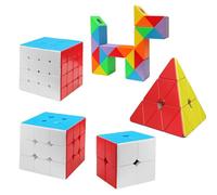 TUNJILOOL MOYU Set de 5 MOYU Cubes de Vitesse Magiques, Cube Pyramide + Cube 2 x 2/3 x 3/4 x 4/24 Segments Casse-tête Serpent