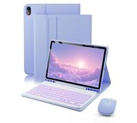 TUNKARMOR Étui clavier magique rétroéclairé pour iPad 11{^>e<^} génération 2025 et iPad 10{^>e<^} génération 2022 10,9/11" Porte-crayon intégré avec souris - Violet