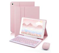 TUNKARMOR Étui clavier pour iPad mini 5 et Mini 4 7,9" - avec souris et clavier magnétique, étui avec porte-crayon pour iPad mini 5e/4ème génération, mise en veille/réveil automatique, rose