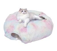 Tunnel 3 en 1 pour chat - 150 cm - Forme réglable S/C/rond - Avec espace de couchage - Respirant - Robuste - Pliable - Pour chat et petits animaux - Couleur