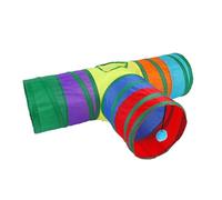 Tunnel 3 voies pour chat avec judas - Grand tube pliable pour chatons, chiots, petits chiens, jeu d'intérieur, exercice, enrichissement, jouet interactif pour animaux de compagnie pour l'activité