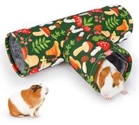 Tunnel à 3 Voies Lavable Pliable pour Cochon d’Inde Tunnel de Hamster Portable Doublure Peluche Jouet de Tube à Explorer pour Hamster Abri Secret pour Cobaye Chinchilla Lapin, Champignons (3 Voies)