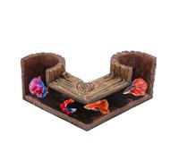 Tunnel à crevettes - Grotte à deux trous 14 x 13,5 x 6,5 cm, tunnel d'aquarium en résine à grain de bois, cachette d'élevage pour poissons et crevettes | Grotte de réservoir décorative pour eau douce,