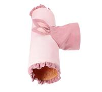 Tunnel à Trois Voies pour Hamster, Nid Chaud en Tissu Rose