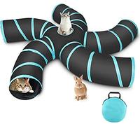 Tunnel Chat Jeu Chat, 3 Voies/4 Voies/5 Voies Tunnels Pliable Jouet Labyrinthe Interactif pour Petits Animaux avec Sac Rangement pour Chats, Chiots, Lapins, Cobaye
