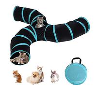 Tunnel Chat Jeu Chat, 3 Voies/4 Voies/5 Voies Tunnels Pliable Jouet Labyrinthe Interactif pour Petits Animaux avec Sac Rangement pour Chats, Chiots, Lapins, Cobaye