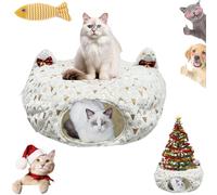 Tunnel Chat Noel, Tunnel Chat Sapin, Lit Tunnel pour Chat sous Le Sapin De NoëL, Christmas Cat Tunnel Pliable, Montage Facile, Convient Aux Chats De Grande, Moyenne Et Petite Taille (05)