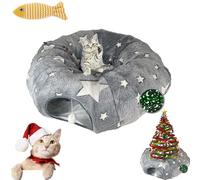 Tunnel Chat Noel, Tunnel Chat Sapin, Lit Tunnel pour Chat sous Le Sapin De NoëL, Christmas Cat Tunnel Pliable, Montage Facile, Convient Aux Chats De Grande, Moyenne Et Petite Taille (02)