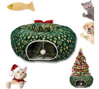 Tunnel Chat Noel, Tunnel Chat Sapin, Lit Tunnel pour Chat sous Le Sapin De NoëL, Christmas Cat Tunnel Pliable, Montage Facile, Convient Aux Chats De Grande, Moyenne Et Petite Taille (03)