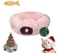 Tunnel Chat Noel, Tunnel Chat Sapin, Lit Tunnel pour Chat sous Le Sapin De NoëL, Christmas Cat Tunnel Pliable, Montage Facile, Convient Aux Chats De Grande, Moyenne Et Petite Taille (05)