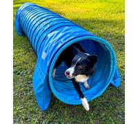 Tunnel d'agility pour chien Callieway® Profi (sacs de sable de soutien déjà inclus) (Bleu ciel-Cyan, 4m)