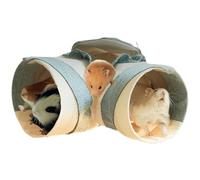 Tunnel d'angle et tube pliable pour bébé lapin, cachette d'angle pour rat, hamster, hérisson, furet, chinchilla, lézard (bleu, taille M)