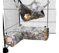 Tunnel d'angle et tubes pour cochon d'Inde, pour rat, furet, cachette pour hérisson, cochon d'Inde, hamster, jouets pour petits animaux et accessoires de cage (1. Hamac + canon)