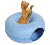 Tunnel de Beignet de Chat, lit de Beignet de Chat - Lit Rond pour en Feutre Respirant Lit Grotte pour | Grottes Confortables à Fermeture éclair pour, Jouet Tunnel pour, lit