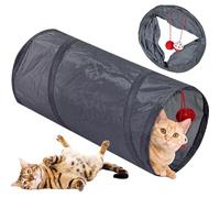 Tunnel de Chat 10x20 Tube de Chat Droit avec 2 Tunnels Jeu Pliable à Balle Suspendus pour Les Chats intérieurs, Cadeaux pour Chats