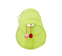 Tunnel de chat pliable avec balle suspendue | Jouet interactif pour chats / lapins / chiots | Tunnel de jeu d'animaux de compagnie en polyester résilient | Facile à entretenir et (Fluorescent Green)