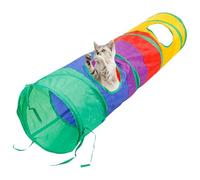 Tunnel de chat pliable - Système de jeu pliable, chasseur de chaton intérieur | Station de cachette de chasse interactive, équipement d'entraînement félin portable, attachement de jouets en plumes amo
