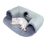 Tunnel de Chat pour Les Chats intérieurs - lit de Tunnel de Chat en Forme de U, Grotte de Pliable avec Boule de Peluche | Canapé de Lavable Doux pour Jouer et se Reposer, Un Tunnel de lit po