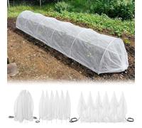 Tunnel de culture avec 20 piquets, 300 x 45 x 45 cm, cadre en acier, filet en maille de polyester pour légumes, cultures et protection des plantes d'extérieur (blanc)