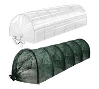 Tunnel De Jardin - 118.11x17.72in Tunnel pour , Couverture De Filaire, Cloche en Filet Pare-Soleil Vert Foncé | Kit De Jardinage 2 en 1 pour Parterres De Fleurs Relevées Protection De Terrasse