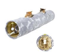 Tunnel de Jeu Droit en Peluche pour Chat Tunnel à 2 Voies pour Chat Pliable Jouet Interactif avec Boules Suspendues et Papiers Sonores Intégrés Jouet Labyrinthe d’Intérieur pour Chiot Chaton Lapin