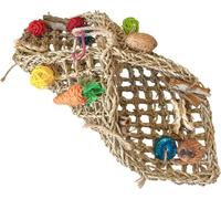 Tunnel de jeu en foin tissé à la main, Balançoire pour oiseaux avec balles en rotin naturel, Cage pour oiseaux Hamac suspendu Balançoire nid