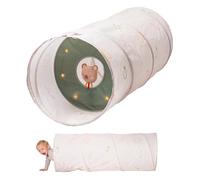 Tunnel de Jeu Évolutif Bébé - 120 cm avec Cerceau Lumineux Déplaçable, Jouet Ourson, Pliable avec Sac de Transport - Motricité et Exploration - Dès 6 Mois - Fonctionne avec 2 Piles LR03