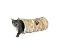 Tunnel de jeu, peluche beige ø 22 × 60 cm - Chat