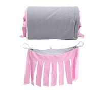 Tunnel de Jeu pour Animaux domestiques, Maison cachette Amovible pour Petits Animaux avec hamac et Rideaux à Franges, idéal pour Hamster et Cochon d’Inde ; nid de Jeu en Toile et (Pompon Rose)
