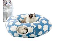 Tunnel de jeu pour chat - avec coussin amovible à boule | Tunnel pour chat - Jouet interactif - pour chaton, chiot, petit chien, lapin, animal de compagnie, enrichissement intérieur, chambre, salon