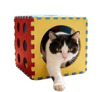 Tunnel de Jeu pour Chat | Jouet-Grotte Pliable - avec interactif et Tube pour Chat pour Animaux de Moins de 5,4 kg - pour Exercice, intérieur/extérieur, Chevet, Appartement, Salle de