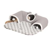 Tunnel de jeu pour chat - Jouet interactif - Tapis de couchage - Coussin