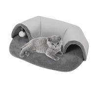 Tunnel de lit pour chat - 65x49x17 cm | Grotte Peekaboo pour chat doux et chaud | Avec boule en peluche blanche, abri spacieux pour chats - Tunnels interactifs pour chats d'intérieur | Fournitures d'h