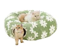 Tunnel de lit pour chat - Jouet en peluche lavable avec balle - Design floral interactif pour chat - Pour ramper, griffer, faire ses dents, chaton lapin intérieur extérieur