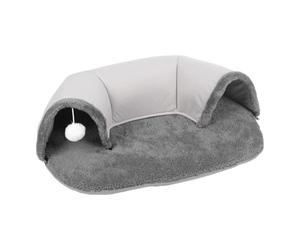 Tunnel de lit pour chat - Niche pour chat Peekaboo - Fournitures d'hiver pour animaux de compagnie avec peluche double épaisseur - Doux et chaud - Tunnel interactif pour chat domestique - 76,2 x 53,3