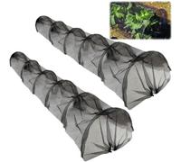 Tunnel de Plantation agricole 300 x 45 x 45 cm en Plastique Noir avec Filet pour Jardin Potager Protection Contre Le Gel Serre sans Support (Noir,2pcs)