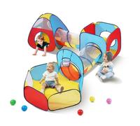 Tunnel d'escalade - VEVOR - 680x680x730mm Tente de jeu 5 en 1 enfants panier de basket pour garçon fille tout-petit,rouge-jaune-bleu