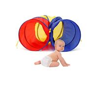 Tunnel d'éveil pour enfants à partir de 1 an - Tunnel de rampant, coloré, pliable, idéal pour jouer à l'intérieur et l'extérieur - Rouge, jaune, bleu