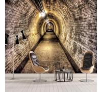 Tunnel D'Expansion De Mur De Briques D'Art Vintage Papier Peint 3D Installation Facile Intissé Tapisserie Bureau Salon Canapé Chambre Décoration Murale-400cm×280cm